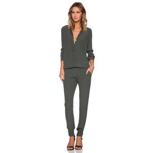 Monrow Crepe Long Sleeve Jumpsuit